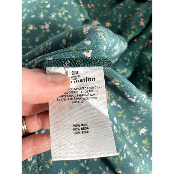 NWT Reformation Kaye Silk Dress Maxi Coriander Fairy Green Floral Sz 22 Babydoll - Picture 13 of 16